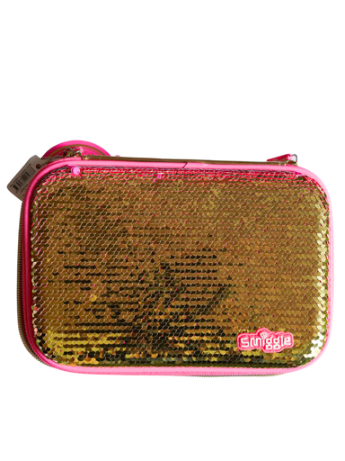 Smiggle Pink/Gold Hardtop Pencil Case