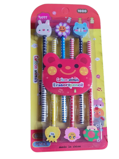 Adorable Eraser-Top Pencils Set